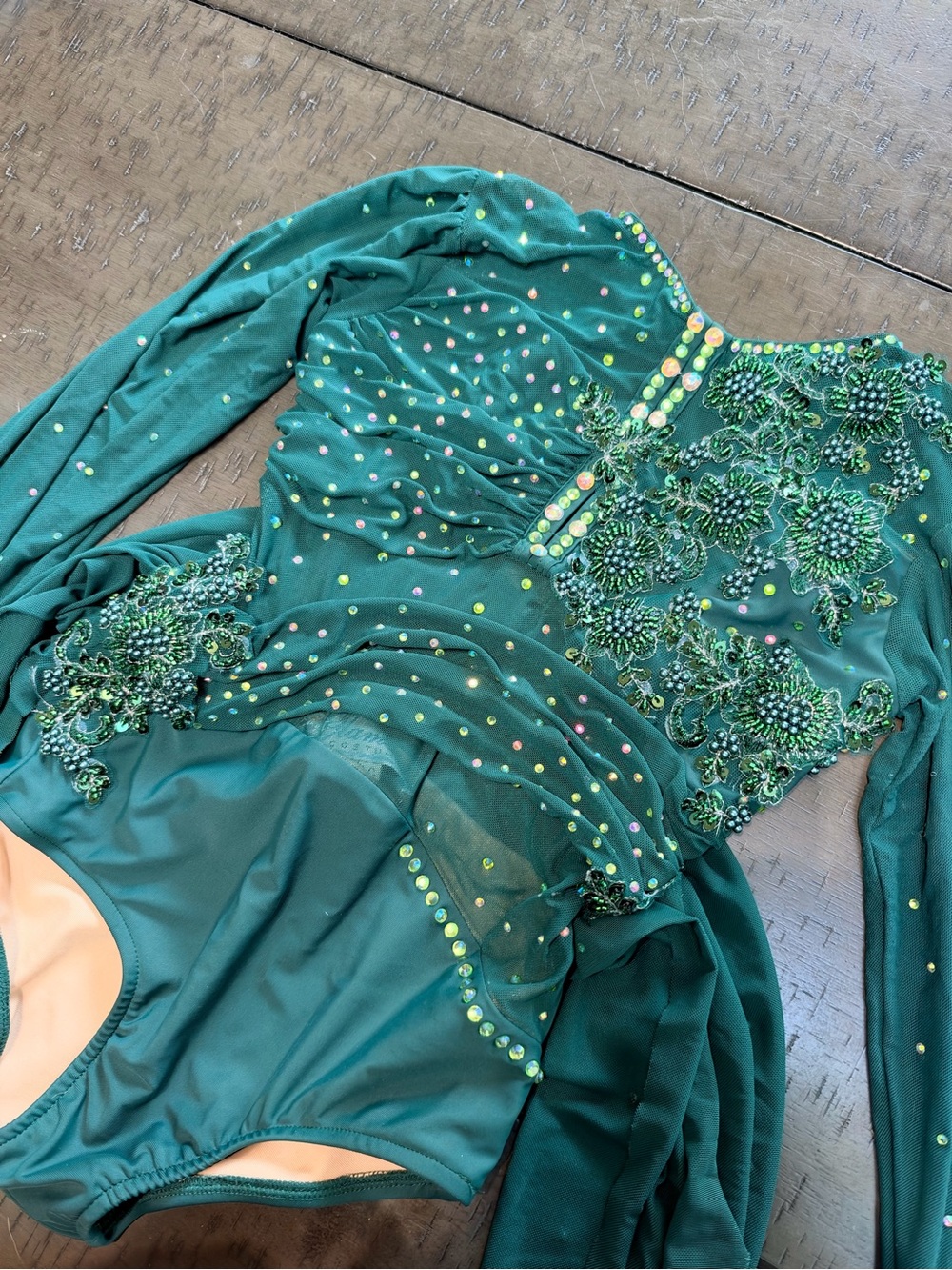 Emerald Green Bejeweled Long-Sleeve lyrical costume
